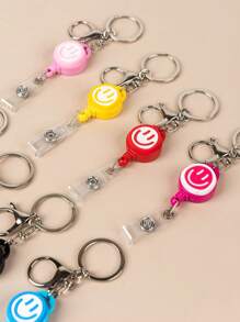 可伸缩笑脸钥匙扣双环商务钥匙扣可延长至 40 厘米，适用于卡片、身份证门禁卡、护士徽章等。背包装饰钥匙扣，适用于包包、汽车配件，适合女士