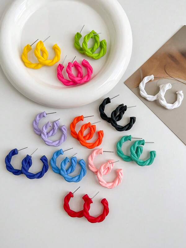 1 Pair Exaggerated Twisted Braided Geometric Fashion Unique Personalized Earrings, Women Jewelry