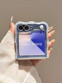 粉色蝴蝶结仿珍珠装饰 Galaxy Z Flip 6/5/4/3 可折叠手机壳，硅胶防震保护套，轻巧奢华时尚防水防摔防刮 - 無色 - 查看 4