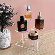 Square Acrylic 4-Tier Ladder Display Stand, Clear Display Rack For Watches Anime Figure Perfume Cosmetics Storage Racks - Transparent - View 4