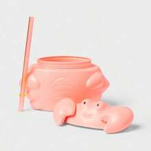 20 Oz Crab Shaped Tumbler Cup For Summer Drinks, Cute Figural Design, Leak Proof Lid, Perfect For Iced Coffee, Juice, Or Water, Fun Beach Themed Drinkware. - Default - View 1
