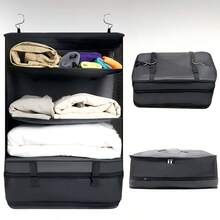 Foldable Storage Hanging Bag, Wardrobe Closet Organizer Hanging Bag, Bedroom Storage Hanging Bag, Travel Storage Bag, Black And Gray, Christmas Gift - Multicolor - View 1