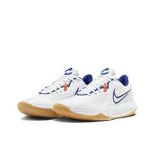 Men's Nike Precision 6 Anti-Slip Low-Top Basketball Shoes, White & Blue - White and Blue - View 2