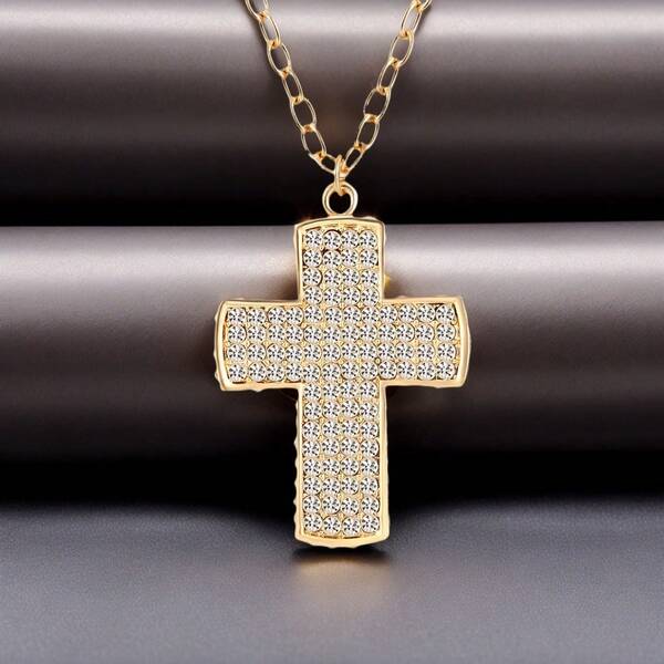 1pc Hip Hop Style Cross Pendant Necklace - New Creative Cross Pendant Necklace For Men, Suitable For Daily Outfit, Street Party, Valentine's Day, Halloween, Christmas - Can Be Used As A Gift