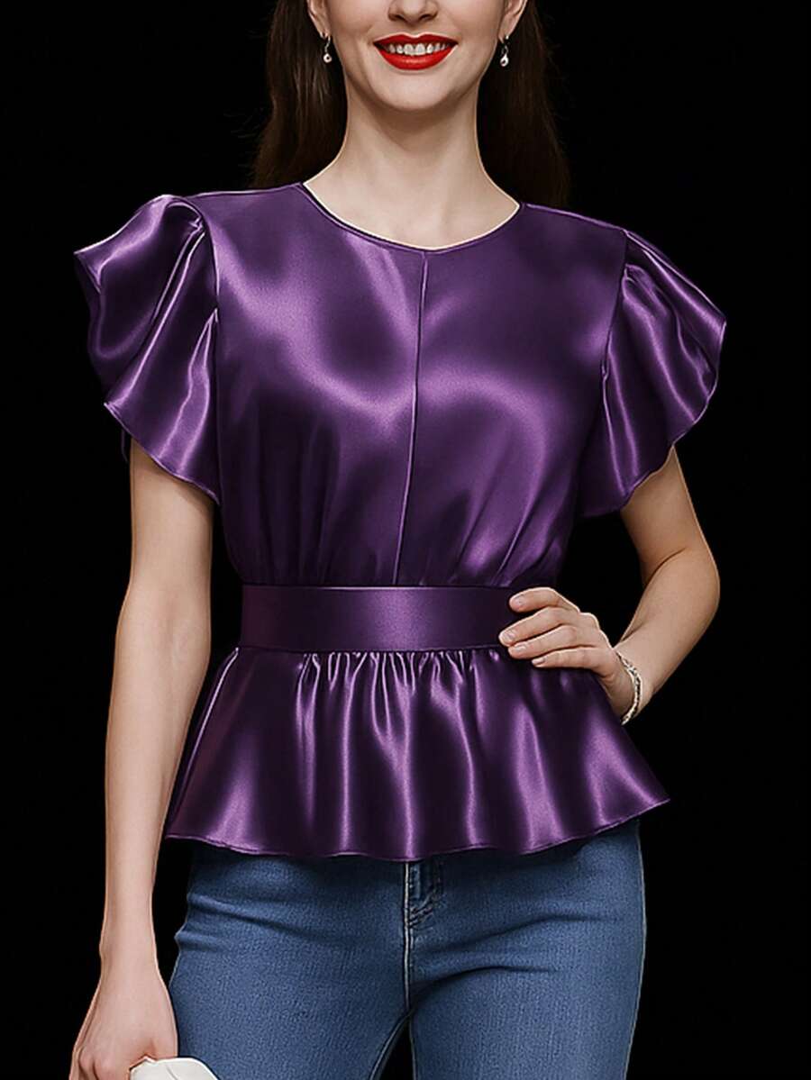 【面料升级】女士夏装 法式女装 时尚优雅浪漫纯色女上衣 女士沙滩度假装 女士衬衫 优雅女士衬衫 夏季上衣 复活节女装