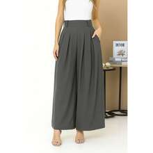 WOMEN'S PANTS, WIDE LEG, HIGH WAIST, VALENTINE'S DAY PANTALONA - Mocha Brown - View 4