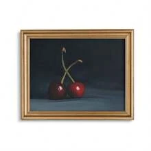 1 pieza, Arte de pared, Póster vintage, Decoración de estilo de pintura al óleo de cereza, Ilustración de frutas Obra de arte exquisita, Decoración de sala de estar, Decoración de cocina estética, Decoración de comedor, Regalo de inauguración de la casa, Sin marco - Multicolor - Ver 2