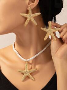 1 Set Classic Fashion Delicate Rhinestone Pendant Necklace And Earring Set