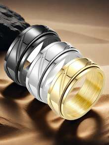 1 chiếc nhẫn đeo tay thiền định hình thoi hai lớp bằng thép titan thời trang, phụ kiện thanh lịch cá nhân hóa cho doanh nhân, thích hợp cho các bữa tiệc, quà tặng cho bạn bè, Ngày của cha, sinh nhật, phong cách nhạc rock đường phố - vòng xoay chéo 8 mm - Xem 1