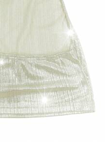 Canotta elegante senza maniche in maglia luccicante per donna, adatta per estate, Pasqua, concerti country, laurea, brunch, fiere rinascimentali scintillanti, colore albicocca