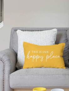 2 件农舍腰枕装饰抱枕套欢迎选购这是我们的快乐之地黄色靠垫套适用于家居沙发装饰，单面印刷，无枕芯，秋季装饰，秋季装饰，房间装饰 - 黃色 - 查看 5