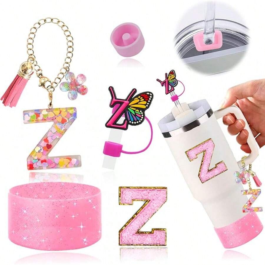 6PCS Cup Accessories Set For 30oz 40oz, Compatible With Stanley Cup Letter Charms For Handle Silicone Boot,Straw Cover Topper & Sticker (Letter S) - Letter Z - View 1