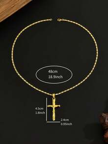 1 件复古金属风格形吊坠，带有耶稣受难的形象，带有基督教元素的项链，男女通用护身符，适合复活节升天和日常佩戴作为项链 - 金黃色 - 查看 5