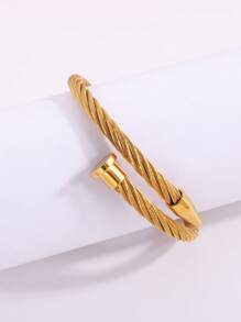 1 pieza Brazalete único de acero inoxidable multicolor con diseño de clavos y estructura tejida, de varios elementos, exquisito, de lujo ligero, adecuado para hombres y mujeres, elegante y fresco, apto para fiestas, un accesorio de joyería regalo