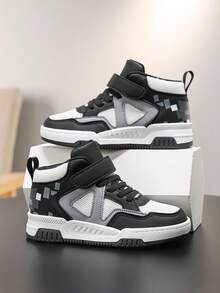 1 Paar Kinder Unisex Leder Patchwork Sneaker, modisch, wasserdicht, bequem, vielseitig, geeignet für alle Jahreszeiten