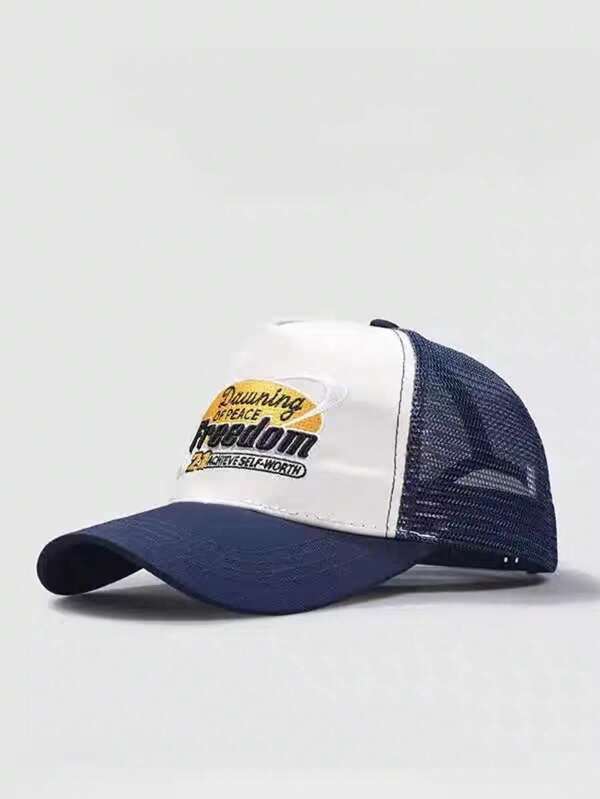 Cappellino da baseball ricamato con nuova scritta 2025, cappello da camionista estivo in rete traspirante per protezione solare casual, adatto per uomo e uso all'aperto