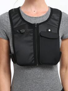 Einstellbare Riemen Laufweste Rucksack - Nur Handwäsche, leichter atmungsaktiver Stoff, Reißverschluss, praktische Taschen (geeignet für Oberschüler), Outdoor-Sport, Radfahren, Wanderrucksack, nicht wasserdichte Softshell, mit Handytasche - Unisex