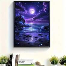 1pc [30*40cm/11.8*15.7in] 5D Acrylic Diamond Painting Kit, Night Landscape Pattern, Suitable For Adult Beginners DIY Mosaic Diamond Art, Full Drill Handmade DIY Diamond Painting, Applicable For Living Room, Bedroom, Office Wall Decoration Hanging Painting, Surprise Gift Art Home Decor For Family And Friends, Frameless