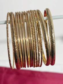 14 buc/set brățări minimaliste stratificate pentru femei, bijuterii zilnice elegante și la modă - Aur - Vizualizare 5