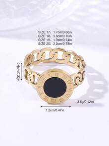 1 قطعة خاتم فاخر ثنائي الوجه مزخرف بالأرقام الرومانية، بتصميم بسيط وعصري، مناسب للارتداء اليومي، هدية عيد