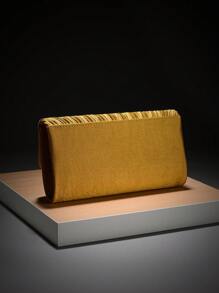 1 bolsa elegante com borda de metal, bolsa de noite feminina estilo coreano com textura de cetim e fecho magnético, bolsa de ombro e clutch, bolsa de festa