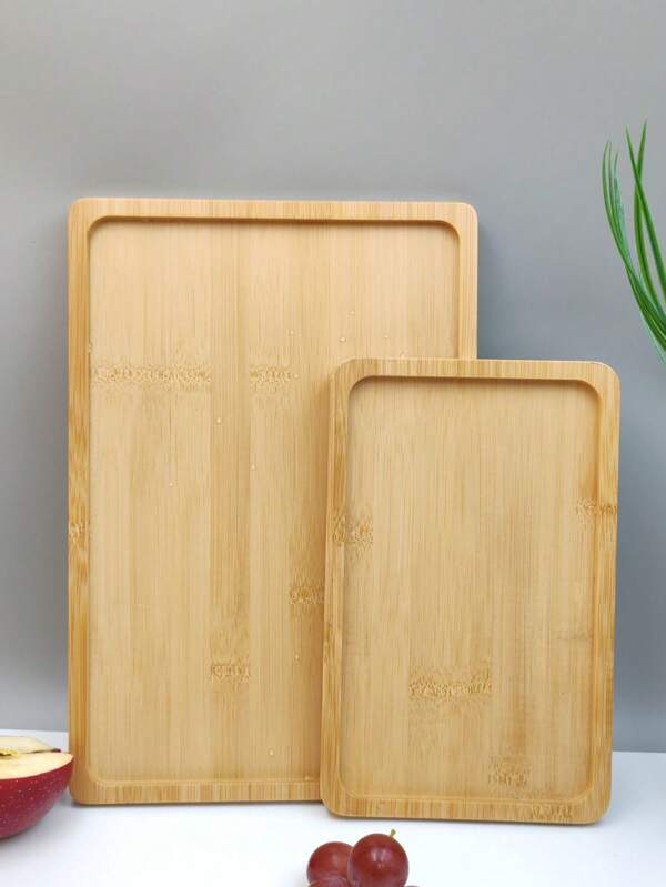 1/2 pièces Plateau de service en bambou et bois, assiette, plateau de service, plateau pour le petit-déjeuner, plateau de restaurant et de cuisine, plateau à fruits, plateau à café, plateau à thé, plateau à collations, décoration de salon, convient pour les hôtels, les restaurants et l'usage domestique pour servir les fruits, les desserts, les collations, les festivals, Thanksgiving, Noël, Nouvel An, extérieur, plage et cour polyvalent.