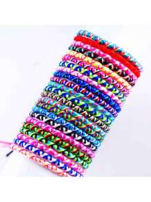 10pcs/Pack Fashionable Colorful Woven Adjustable Tassel Friendship Bracelets, Suitable As Gift For Family And Friends, Daily Wear, Party, Jewelry, Random Color