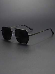 1 件男士复古金属框架双桥时尚眼镜，适合搭配毛衣、外套、新年旅行、假期返校时尚学院风 - 1125-多色 - 查看 15