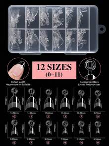 120 片半哑光半覆盖杏仁形假指甲，多角度展示亚克力指甲片，边缘较薄，贴合自然，前端较厚，经久耐用