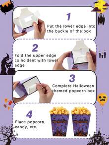 10 Piezas Cajas de Palomitas de Maíz de Halloween, Diseño de Castillo de Calabaza Espeluznante Murciélago Truco o Caja de Bocadillos y Dulces, Decoraciones de Halloween, Recipiente para Galletas de Halloween, Caja de Alimentos de Papel, Caja de Regalo, Decoración del Hogar, Decoración de Mesa de Cocina, Decoración de Halloween Feliz, Suministros para Fiestas de Halloween, Decoración de Vajilla - Multicolor - Ver 6