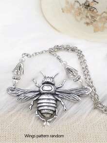 1 件银色金属蜜蜂昆虫动物吊坠项链，适合男士/女士、派对、日常装扮、配饰 - 銀色 - 查看 6