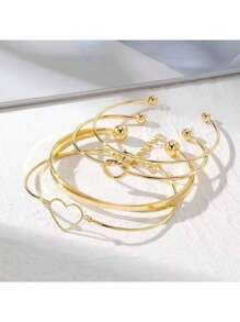 Conjunto de 4 pulseiras versáteis com nó de coração e moda minimalista, adequadas para uso diário