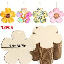 12/24 Pcs DIY Wooden Floral Decor Pieces - Colorful Spring Decorative Cutouts With Ropes, Suitable For Hanging, Floral Decor, Wooden Floral Cutouts, Florals