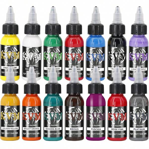 1/7/14 Pcs Tattoo Colours, Tattoo Ink Kit, Professional Tattoo Pigments, 30ml (1.01)/1 Bottle, Long Lasting Body Art Pigments, Colourful, Long Lasting , Easy To Handle And Easy To Use, Fragrance Free, Suitable For Most Skin Types, Suitable For Artists, Beginners, Students, Proms, Halloween, Make-Up, Christmas Parties - Long Lasting, Waterproof, Hypoallergenic, Tattooing A Must Have For Tattoo Artists