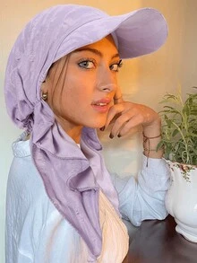 1 件装复古优雅头巾帽带帽檐女士印花头巾棒球帽头巾时尚穆斯林女士头巾 - 多色 - 查看 16