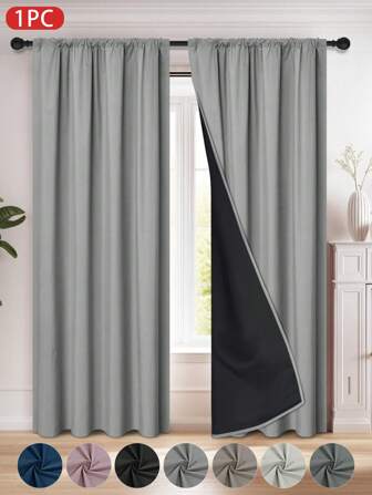 1pc Room-Darkening Curtains With Thermal Insulated Lining Suitable For Living Room, Bedroom, Kitchen, Bathroom, Home Decor