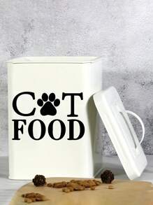 Waterproof PVC Dog & Cat Food, Snacks Storage Box Stickers - Creative Letter Print, Self-Adhesive Removable Wall Stickers, Home Decor Use