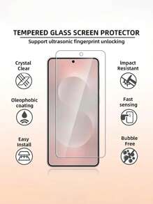 3 piezas Protector de pantalla de vidrio templado para Galaxy S25 S24 S23 S22 S21 - Resistente a arañazos 9H, superficie suave, compatible con desbloqueo de huella dactilar ultrasónica, fácil instalación