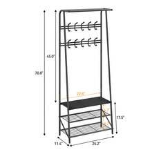 Techigher Coat Rack,Hall Tree With Shoe Bench,4-In-1 Entryway Bench With Coat Rack Freestanding,Steel Frame With Hooks For Living Room Bedroom Entryway - 25.2"W 2 Row Hooks Black - View 3