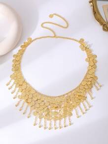 1 pieza Cadena de cintura larga estilo árabe chapada en oro de 24K de lujo para mujer, cinturón nupcial kurdo turco para boda y fiesta, accesorio de joyería de mujer, regalo para festivales