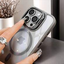 高级磁性防震手机壳，带磁性支架和玻璃镜头保护，兼容 16/15/14/13/12/11 Pro Max 型号，兼容 手机壳，玻璃镜头保护，适用于后盖，防水、防摔、防刮 - 橘色 - 查看 6