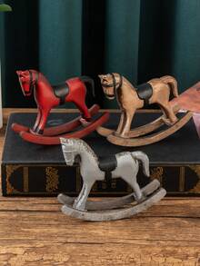 1 件复古风格木制摇马装饰，家居入口装饰工艺品