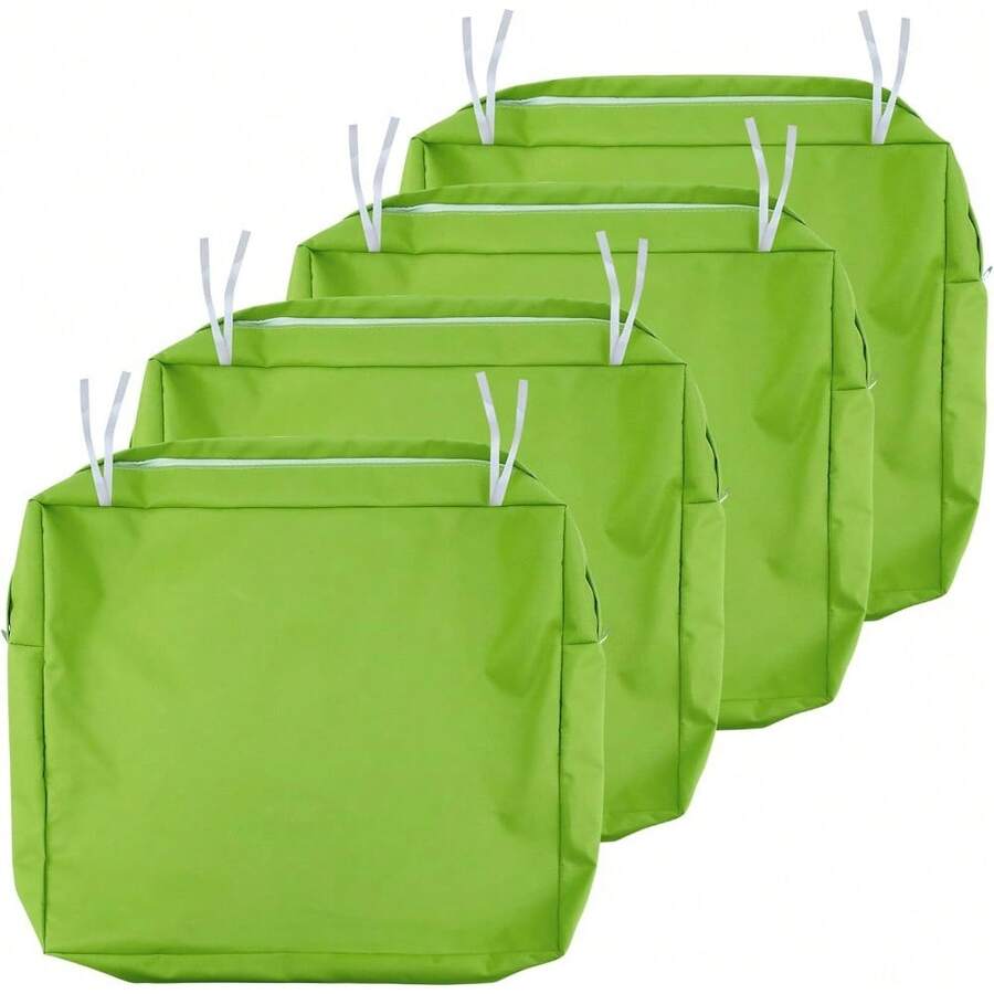 Local Delivery- Outdoor Cushion Slipcovers Waterproof 4 Pack Patio Chair Seat Cushion Covers With Zipper And Tie, 22 X 20 X 4 Inch, Replacement Cover Only - Green - View 1