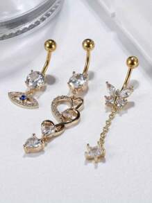 IRONBOX 1Pc Stainless Steel 14G Elegant Evil Eye CZ Navel Ring Hypoallergenic Dangle Belly Button Piercing Jewelry For Women Exquisite Barbell Design With Sparkling Crystals