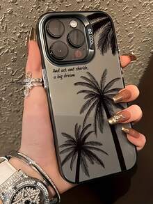 植物通用椰子树银色电镀高品质防刮防震手机壳兼容 15 Pro Max、 11/13 Pro/15 Pro/15/13 Pro Max、 14/13/12、苹果 Max 16，适用于系列防水防摔 - 彩色 - 查看 2