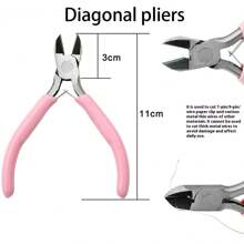 3pcs Jewelry Plier Set, Include Pointed Nose Plier, Round Nose Plier, Bent Nose Plier, Tweezer, Mini Comfortable Grip Craft Plier, Suitable For Wire Bending, Repair, Gripping Objects, Jewelry Making, DIY