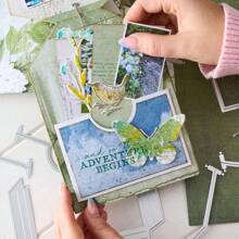 1 pieza Caja de regalo 3D plegable y tarjeta de felicitación plegable troquel, troqueles de corte de metal gris, plantilla de tallado de papel para hacer tarjetas, álbumes de recortes y decoraciones artesanales DIY