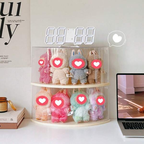 1 Stück tragbare transparente Acryl Vitrine, geeignet Sammlerstücke - 1 Ebene Mehrgitteraufbewahrungsbox, Schreibtisch, Schlafzimmer, Wohnzimmer Dekoration - ideales Halloween & Weihnachtsgeschenk, minimalistisches Design, Kunststoff, modisches Aussehen