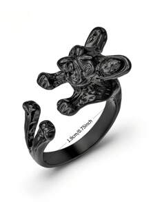 Bulldog Ring, Unique Animal Dog Shaped Open Adjustable Ring