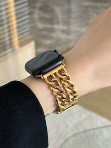 1条不锈钢表带，兼容 42mm、38mm、40mm、41mm、44mm、45mm、46mm、49mm，时尚智能手表替换表带，适用于Series Ultra2、Ultra SE2、SE 11、10、9、8、7、6、5、4、3、2、1，可作为学生返校礼物 - 金色 - 查看 4